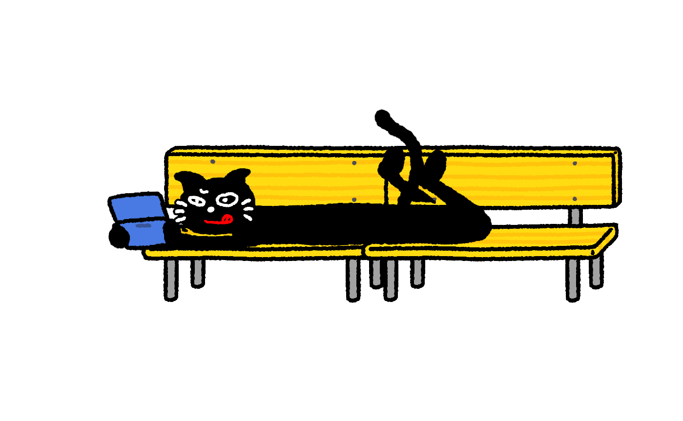 ベンチで寝てるキヨ猫のアニメーション